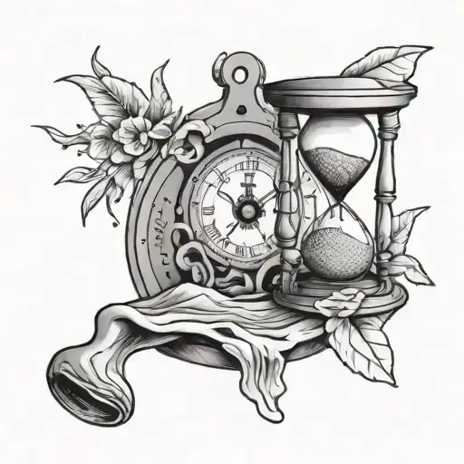 everything passes and sand clock melting tattoo design idea