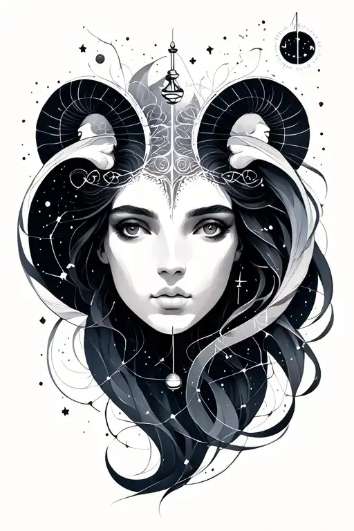 Aquarius Libra Aries constellation intertwined tattoo design idea