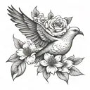 march flower and a dove tattoo design idea