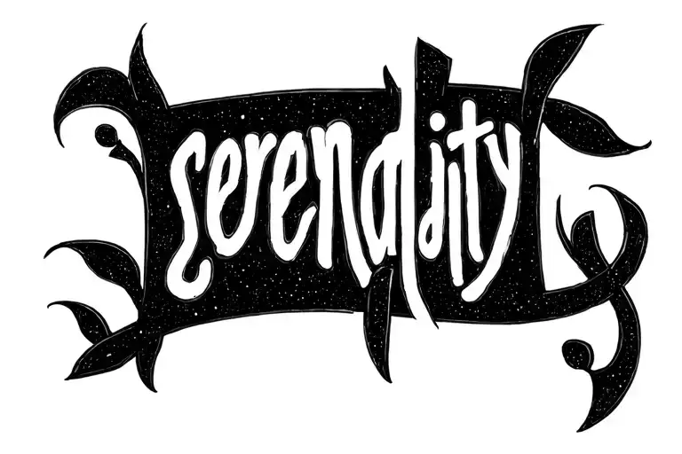 lettering "serendipity" in swedish minimalistic runen style tattoo design idea