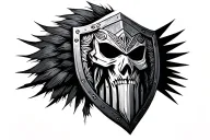nomad warior whit shield tattoo design idea