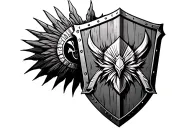 nomad warior whit shield tattoo design idea