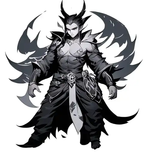 character Diluc from the game Genshin Impact. tattoo design idea