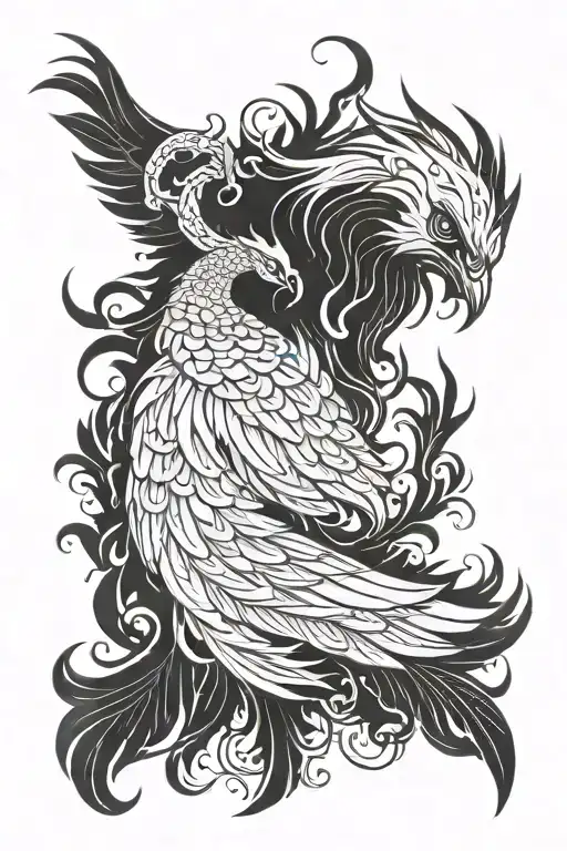 phoenix and cross tattoo design idea