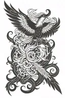 phoenix and cross tattoo design idea