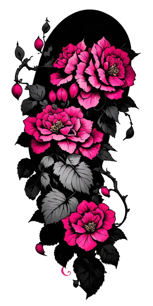 pink vine tattoo design idea