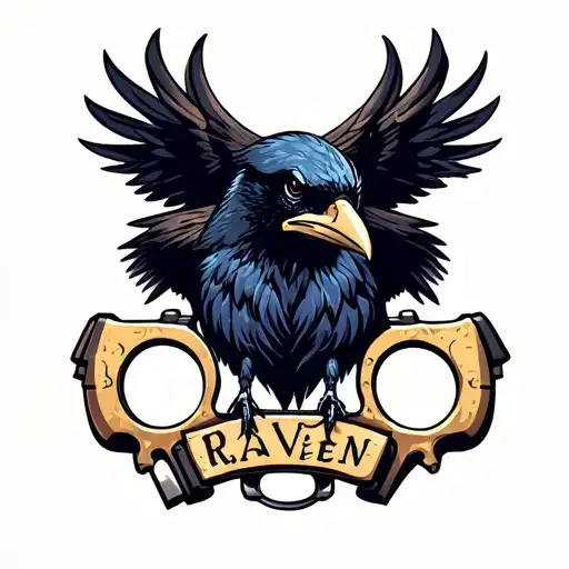 Raven, knuckle dusters tattoo design idea