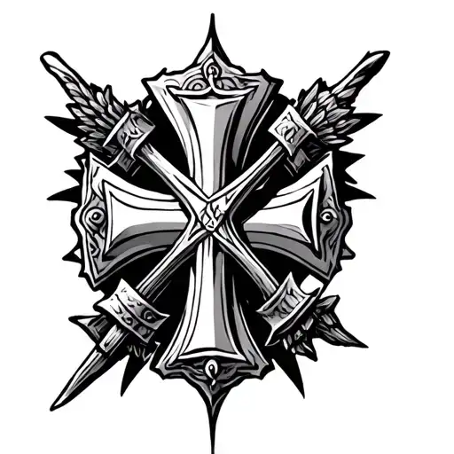 templar christian cross tattoo design idea