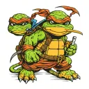 Splinter's cane with the ninja turtles masked wrapped around it  tattoo design idea