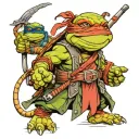 Splinter's cane with the ninja turtles masked wrapped around it  tattoo design idea