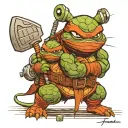 Splinter's cane with the ninja turtles masked wrapped around it  tattoo design idea