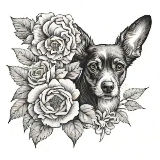 a daisy and a rose but subtly incorporate two dogs (maybe just like paws). very small tattoo design idea