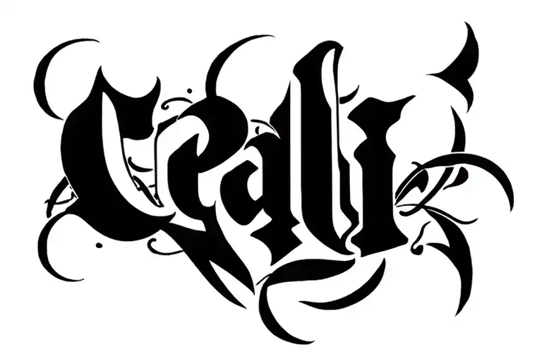 "Cali" gangster style tattoo design idea