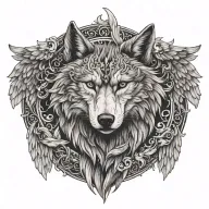Wolf head with angel wings tattoo design idea