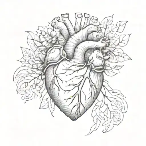 anatomical heart tattoo design idea