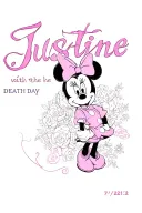 the name justine with the death day which is 7/22/12 and an incorporated minnie mouse thing  tattoo design idea