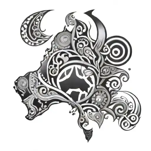 Australia and new zealand tribal silver tattoo design idea