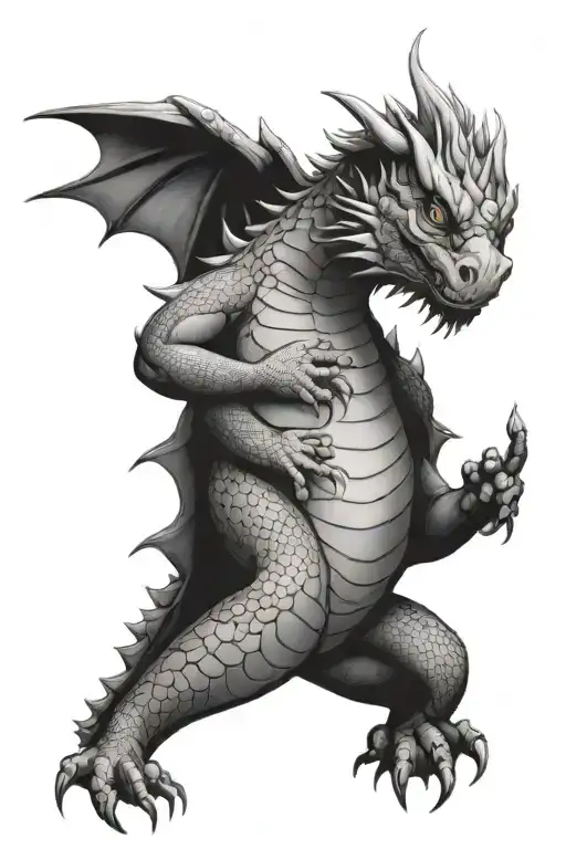 kindness dragon wrapped arms around herself tattoo design idea
