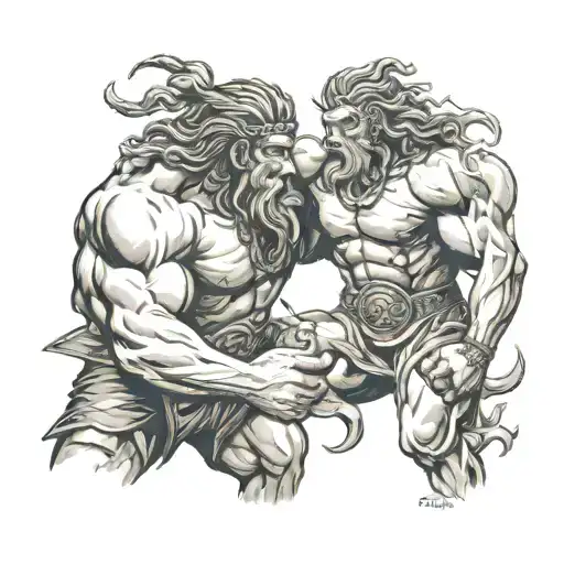 samson fighting tattoo design idea