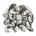 samson fighting tattoo design idea