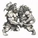 samson fighting tattoo design idea