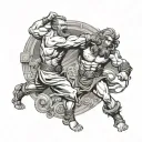 samson fighting tattoo design idea