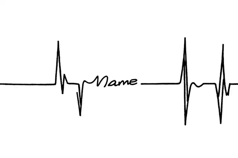 name tattoo heartbeat tattoo design idea