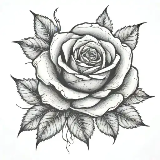 rose with magic particles tattoo design idea