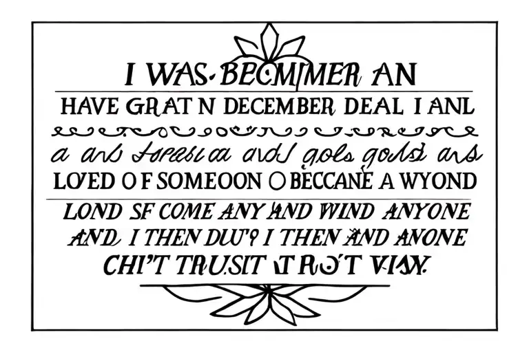 I was born in December and I have a great deal of goals and someone I loved became weird and then I couldn't trust anyone. tattoo design idea