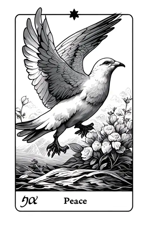 dove of peace with temperance tarot card tattoo design idea
