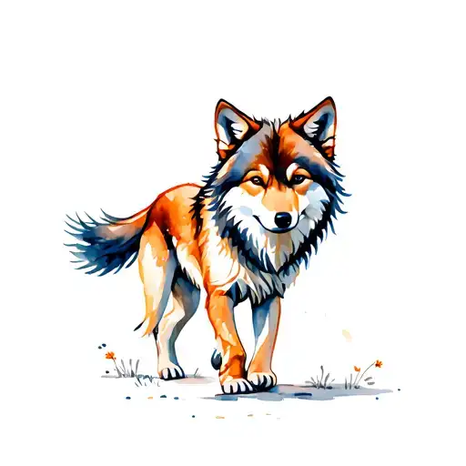 Baby Wolf walking tattoo design idea