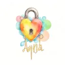 Anjna name with heart shaped lock tattoo design idea