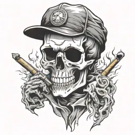 welding, skull, cigarette burning black tattoo design idea