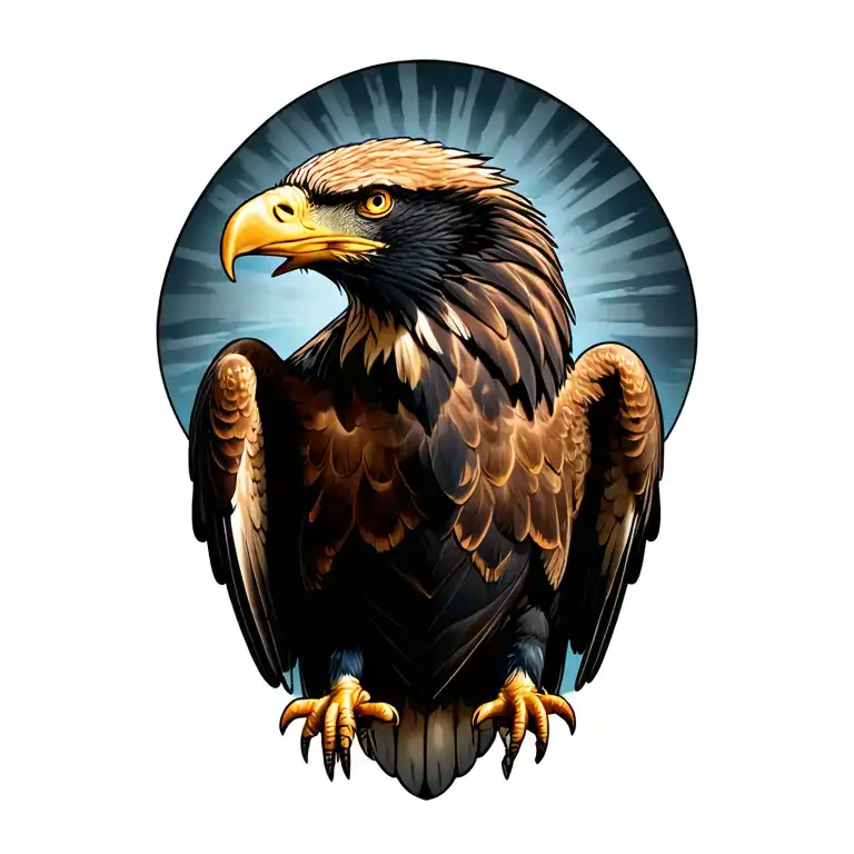 American Bald Eagle wings speread tattoo design idea