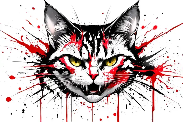 evil cat face tattoo tattoo design idea
