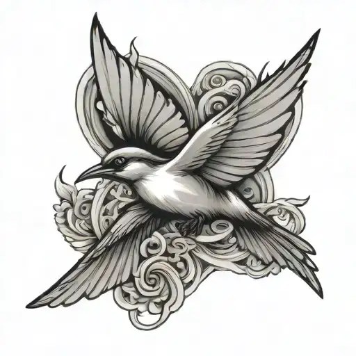 flying swallow tattoo design idea