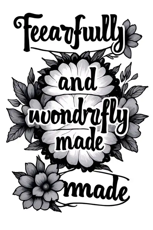 "fearfully and wonderfully made" flowers tattoo design idea