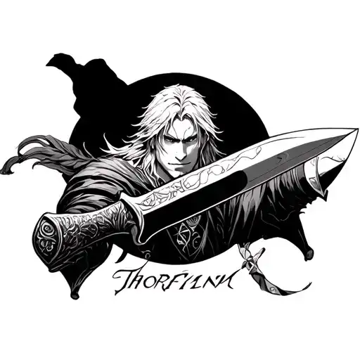 thorfinn knife from the anime character tattoo design idea