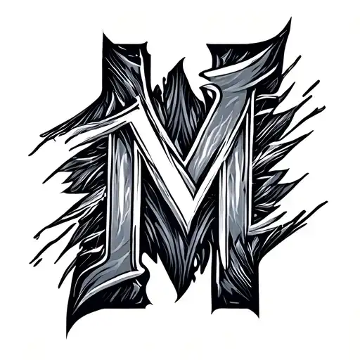 Vertical innovative letters M tattoo design idea