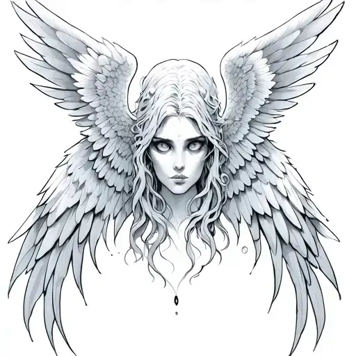 seraphim six winged with eyes tattoo design idea