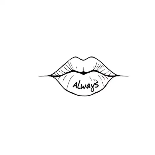 "ALWAYS" Lips tattoo design idea