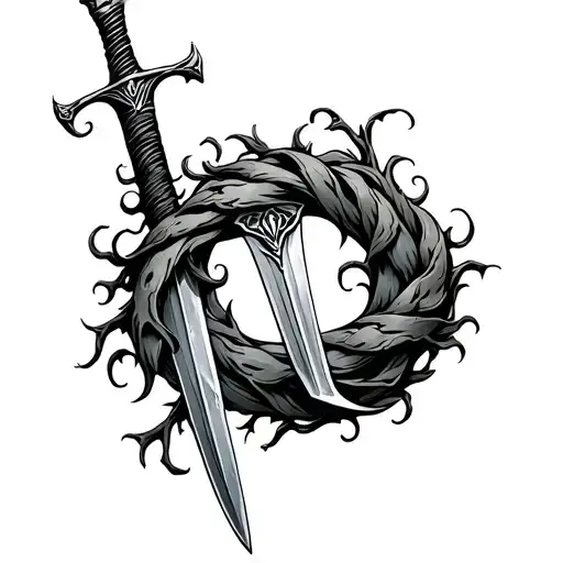 sword with vines wrapped round tattoo design idea