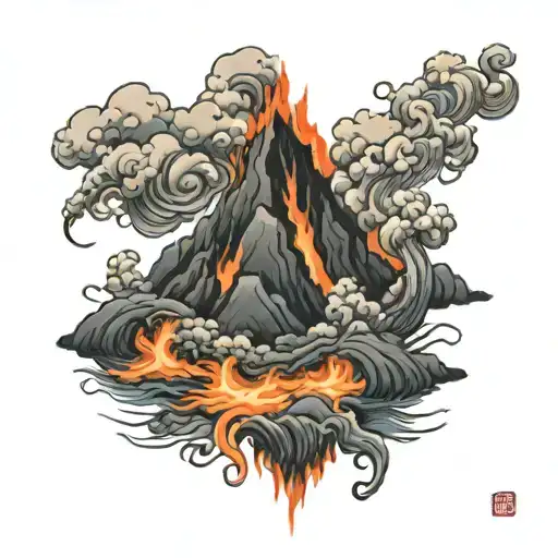 volcano flowing lava tattoo design idea