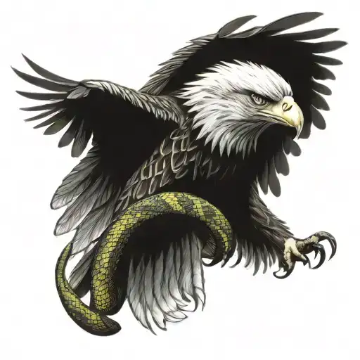 eagle fighting a snake tattoo design idea