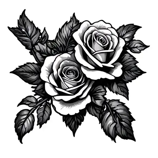 Roses and cross intertwined tattoo design idea