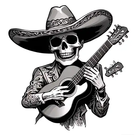 Skeleton Mariachi tattoo design idea