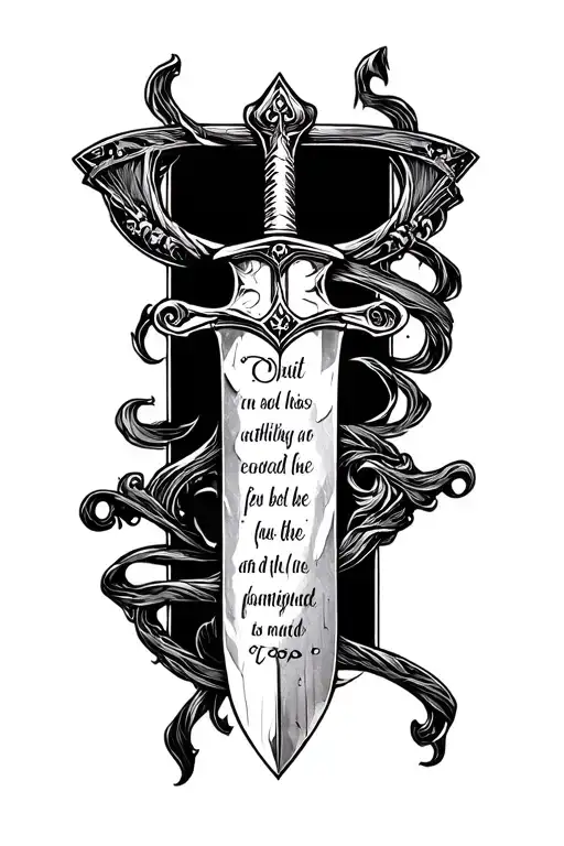 ancient sword with bible verse proverbs 6:6-8 tattoo design idea