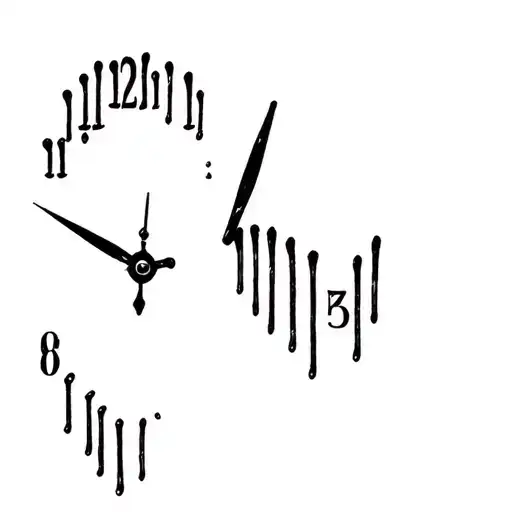 "666" Surreal melting clock tattoo design idea