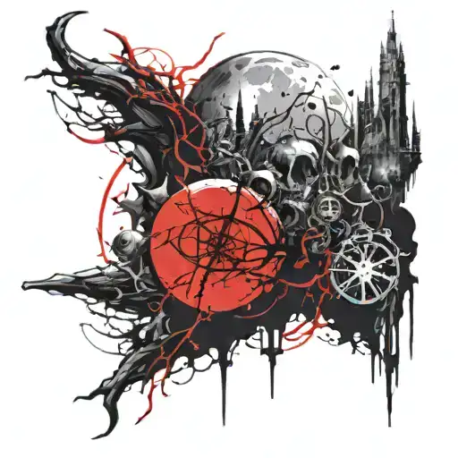 moon style bloodborne inspired tattoo tattoo design idea