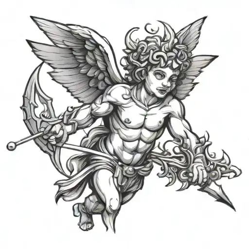 evil cupid tattoo design idea